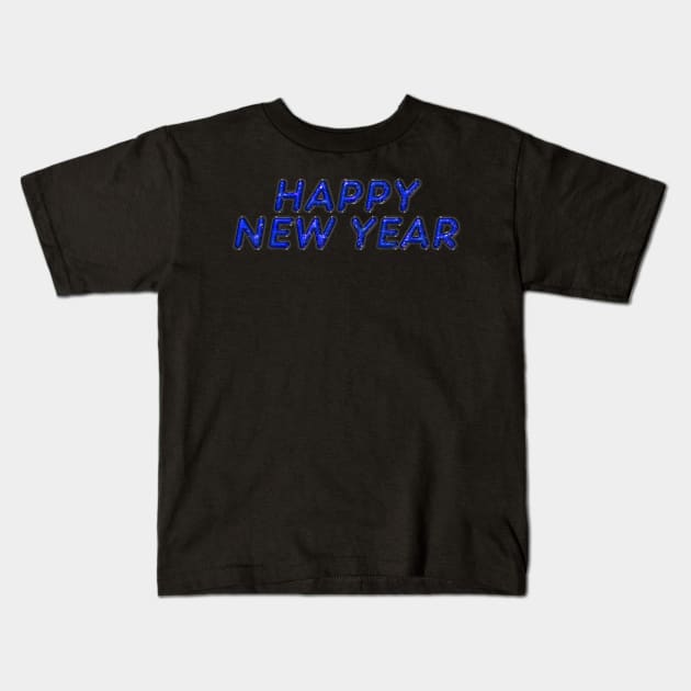 Happy New Year - Blue Kids T-Shirt by The Black Panther